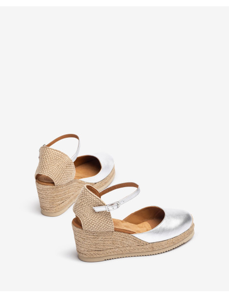 Espadrilles avec plateforme en cuir métallisé-Collection été-Chaussure femme Maroc