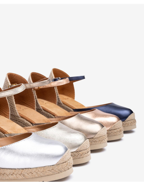 Espadrilles avec plateforme en cuir métallisé-Collection été-Chaussure femme Maroc