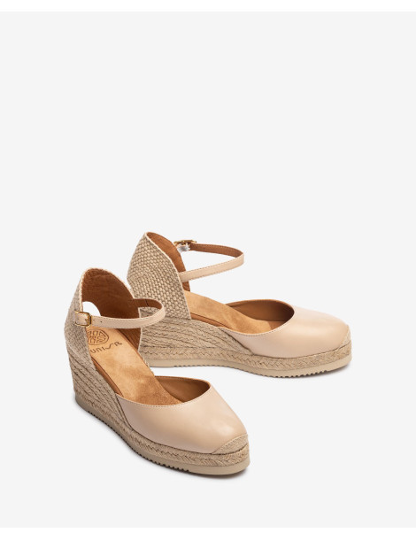 Espadrilles avec plateforme en cuir-Soldes été-Chaussure femme Maroc