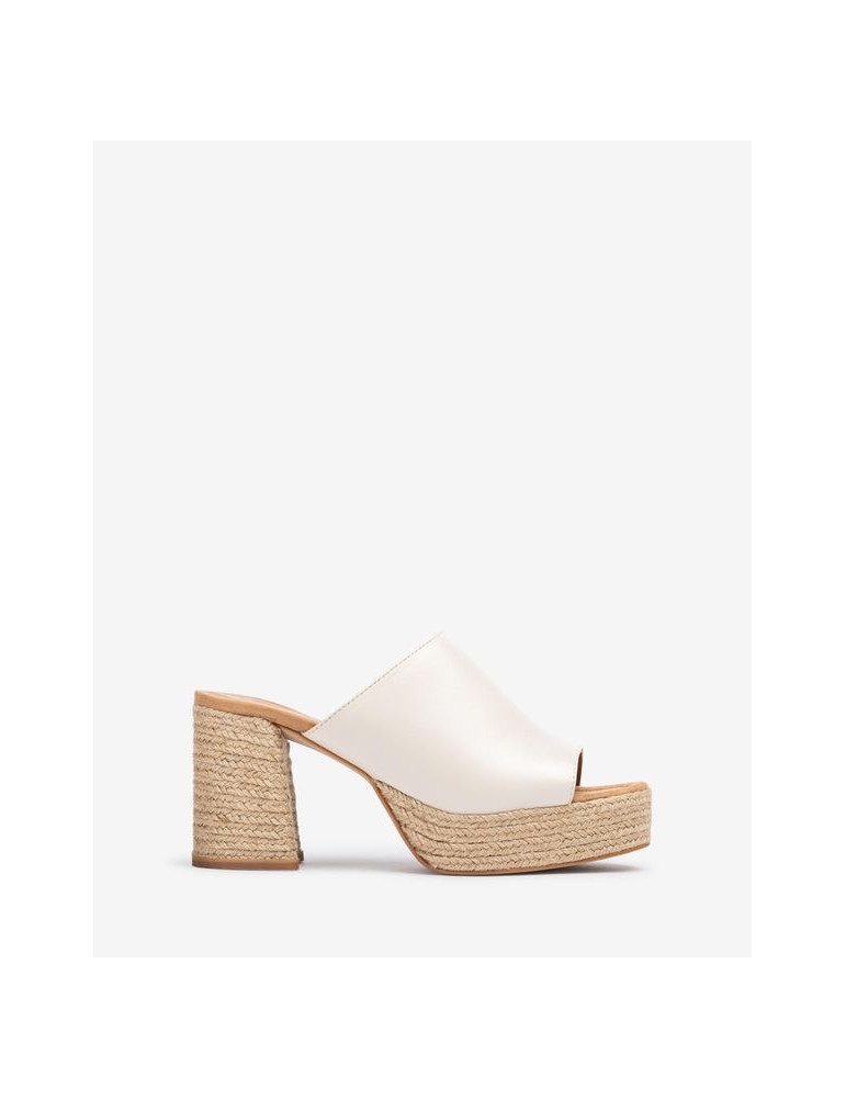 Mules à talon et plateforme en jute naturelle-Mules-Chaussure femme Maroc