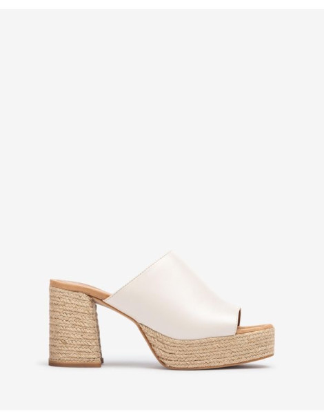 Mules à talon et plateforme en jute naturelle-Mules-Chaussure femme Maroc