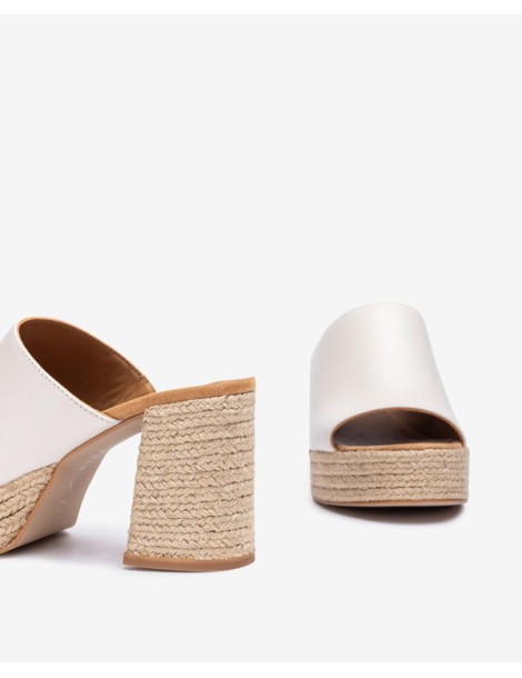 Mules à talon et plateforme en jute naturelle-Mules-Chaussure femme Maroc