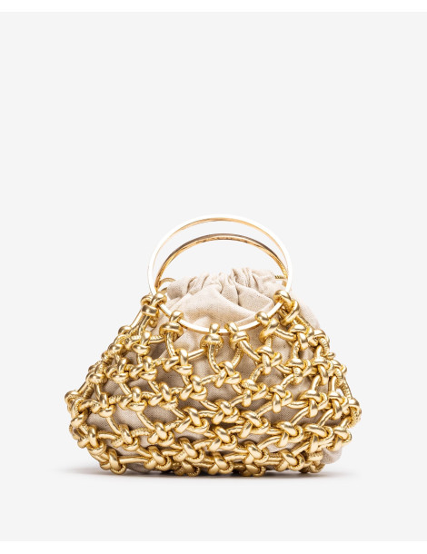 Petit sac avec noeuds en cuir metallisé doré-Accueil-Chaussure femme Maroc