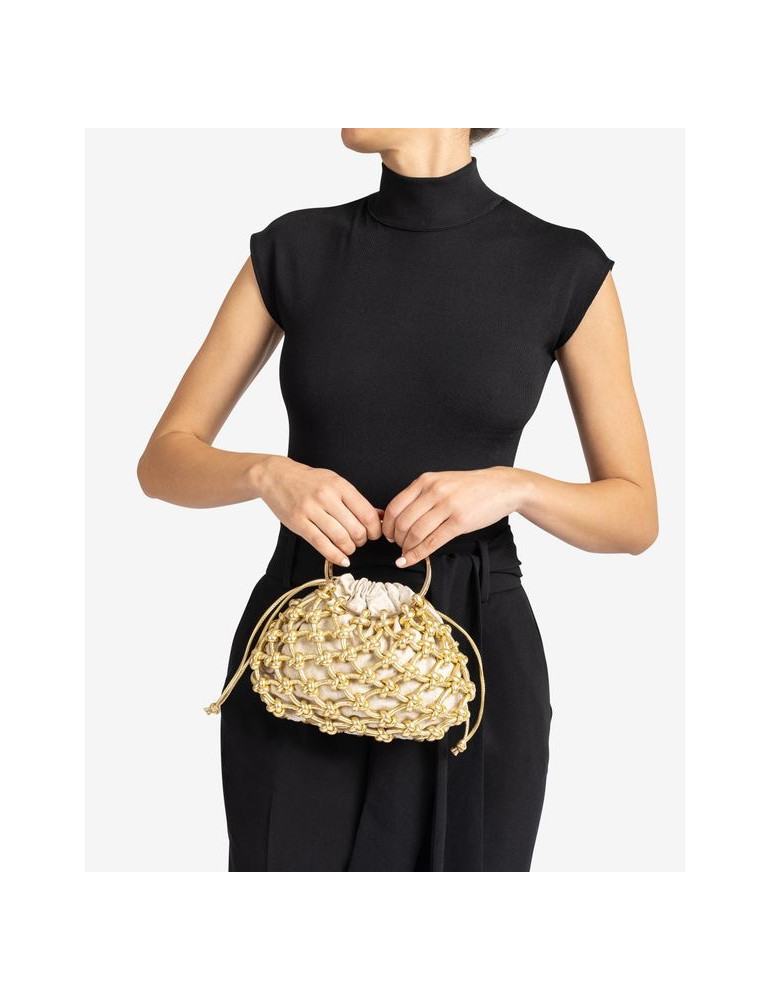 Petit sac avec noeuds en cuir metallisé doré-Accueil-Chaussure femme Maroc