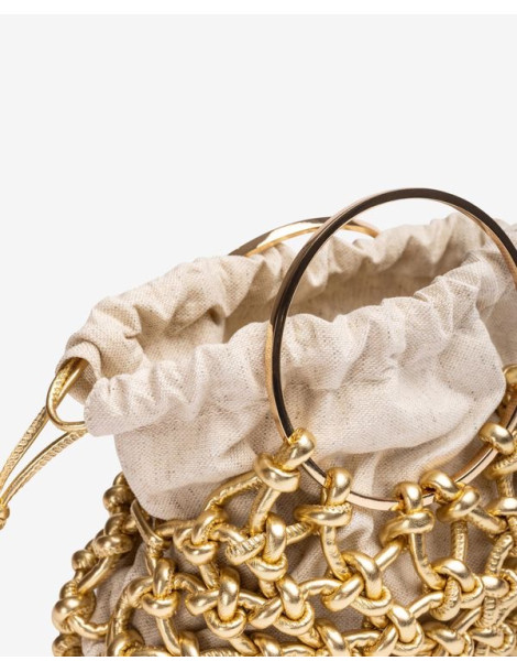 Petit sac avec noeuds en cuir metallisé doré-Accueil-Chaussure femme Maroc