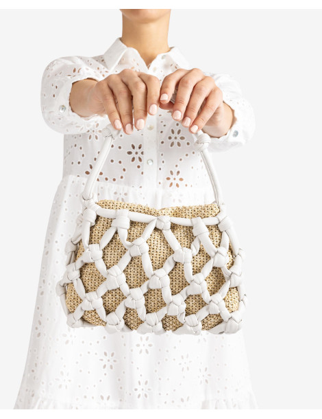 Petit sac avec noeuds en cuir blanc-Accueil-Chaussure femme Maroc