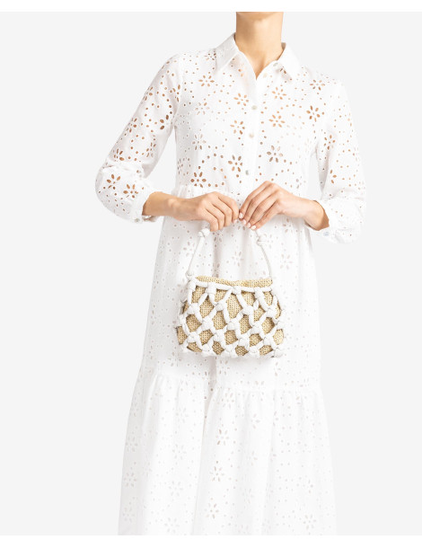 Petit sac avec noeuds en cuir blanc-Accueil-Chaussure femme Maroc