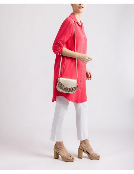 Sac à main en cuir métallisé avec chaine-Accueil-Chaussure femme Maroc