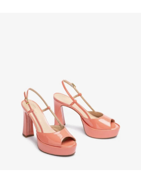 Sandales en cuir verni avec plateforme et talon haut-Soldes été-Chaussure femme Maroc