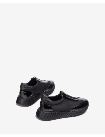 Baskets avec fermeture éclair Noir-Collection hiver-Chaussure femme Maroc