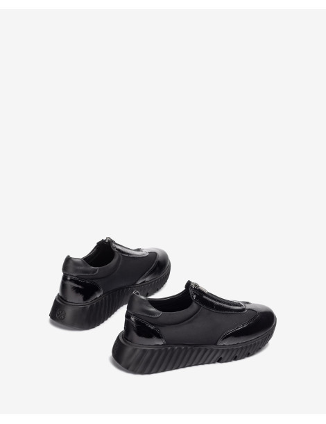 Baskets avec fermeture éclair Noir-Collection hiver-Chaussure femme Maroc