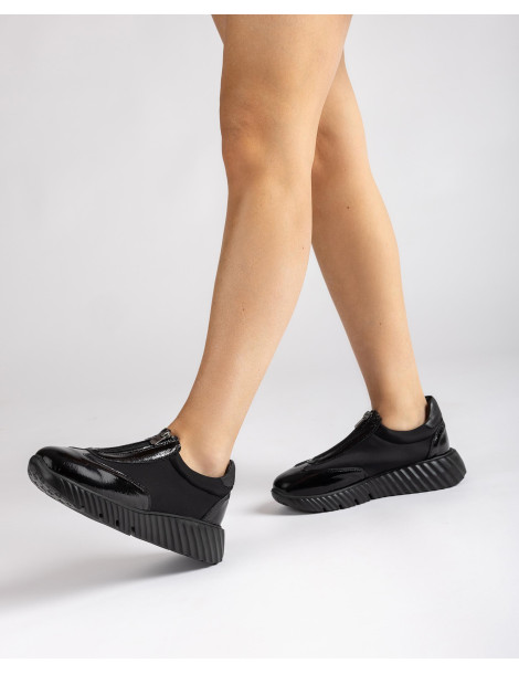 Baskets avec fermeture éclair Noir-Collection hiver-Chaussure femme Maroc