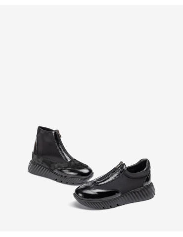 Baskets avec fermeture éclair Noir-Collection hiver-Chaussure femme Maroc