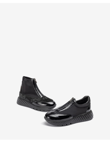 Baskets avec fermeture éclair Noir-Collection hiver-Chaussure femme Maroc