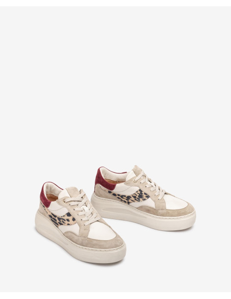 Baskets à semelle maxi contrastée Beige-Collection hiver-Chaussure femme Maroc