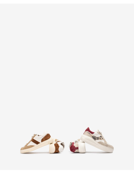 Baskets à semelle maxi contrastée Beige-Collection hiver-Chaussure femme Maroc