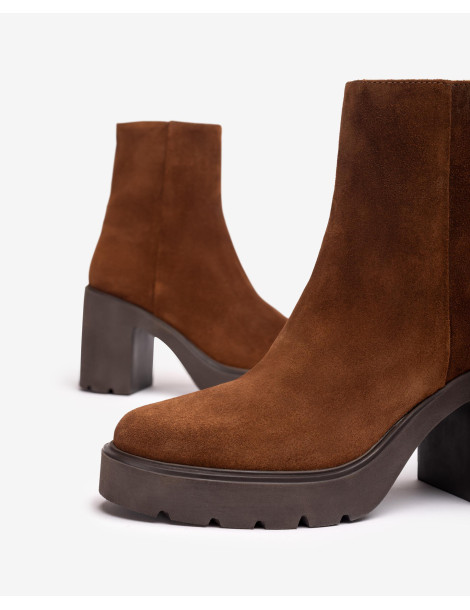 Bottines SuperLight avec plateforme en daim marron CLAIR-Collection hiver-Chaussure femme Maroc