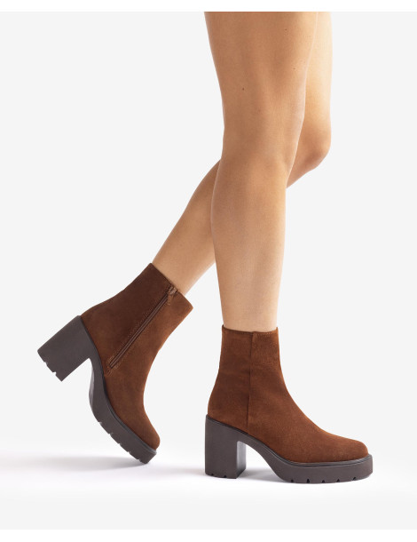 Bottines SuperLight avec plateforme en daim marron CLAIR-Collection hiver-Chaussure femme Maroc