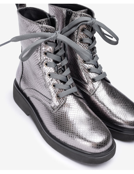 Bottines à lacets SuperLight   en cuirArgenté-Collection hiver-Chaussure femme Maroc