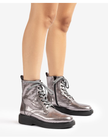 Bottines à lacets SuperLight   en cuirArgenté-Collection hiver-Chaussure femme Maroc