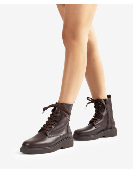 Bottines à lacets SuperLight en cuir Marron-Collection hiver-Chaussure femme Maroc