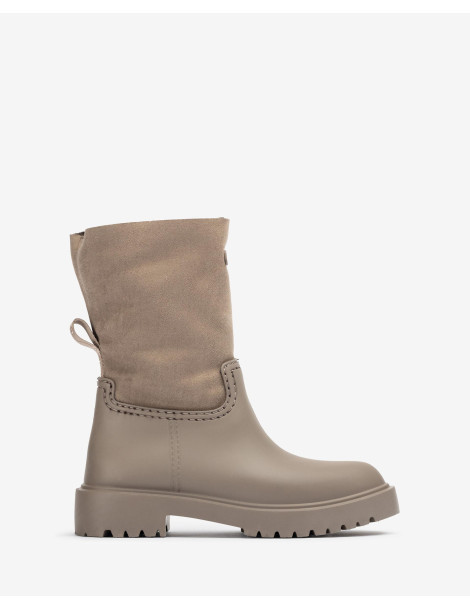 Bottines en caoutchouc avec fourrure Marron-Collection hiver-Chaussure femme Maroc