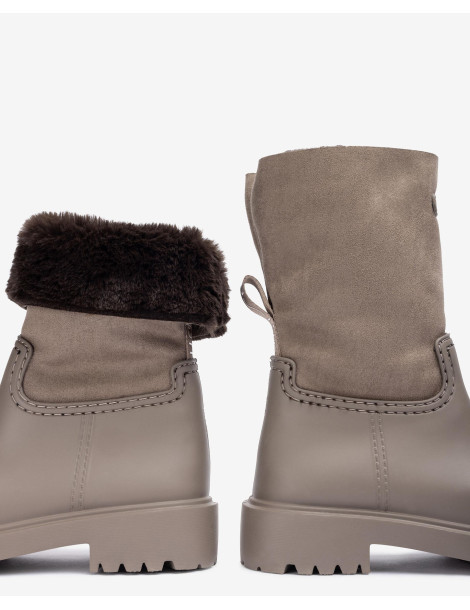 Bottines en caoutchouc avec fourrure Marron-Collection hiver-Chaussure femme Maroc