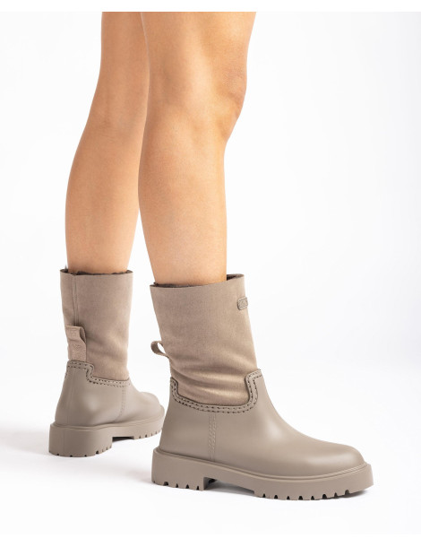 Bottines en caoutchouc avec fourrure Marron-Collection hiver-Chaussure femme Maroc