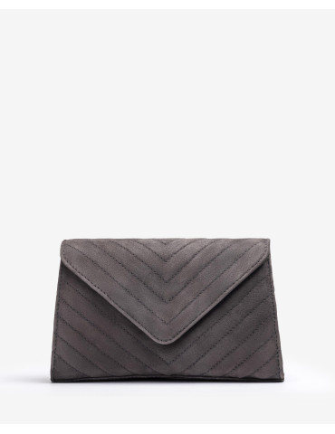 Petit sac avec surpiqures en daim gris-Sacs-Chaussure femme Maroc