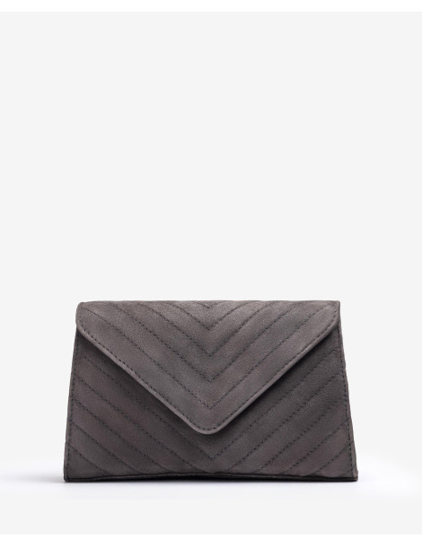 Petit sac avec surpiqures en daim gris-Sacs-Chaussure femme Maroc