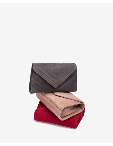 Petit sac avec surpiqures en daim gris-Sacs-Chaussure femme Maroc