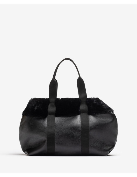 Grand sac fourre tout avec détail de fourrure-Sacs-Chaussure femme Maroc