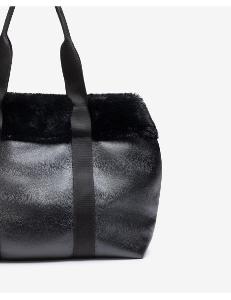 Grand sac fourre tout avec détail de fourrure-Sacs-Chaussure femme Maroc