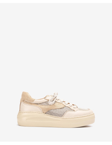 Baskets en cuir et maille -...
