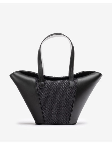 Petit sac en cuir et raphia