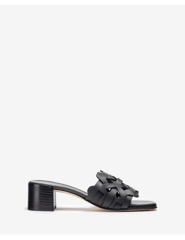 Mules à empeigne tressé Black