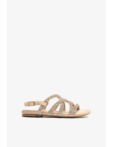 Sandales avec cristaux beiges