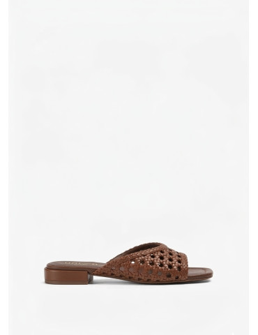 Mules en cuir tressé Cannelle