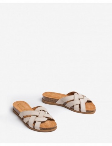 Mules à lanières croisées en cuir-Mules-Chaussure femme Maroc