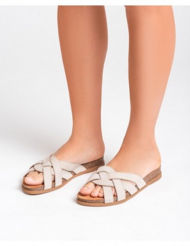 Mules à lanières croisées en cuir-Mules-Chaussure femme Maroc
