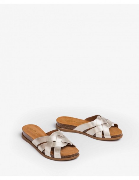 Mule à lanières tressées en cuir métallisé-Mules-Chaussure femme Maroc