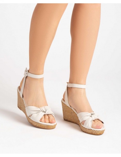 Sandales en cuir avec lanières en forme de noeud-Accueil-Chaussure femme Maroc