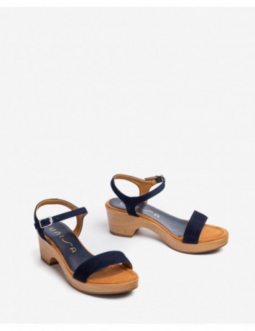 Sandale en daim avec talon bloc-Sandales à talon-Chaussure femme Maroc