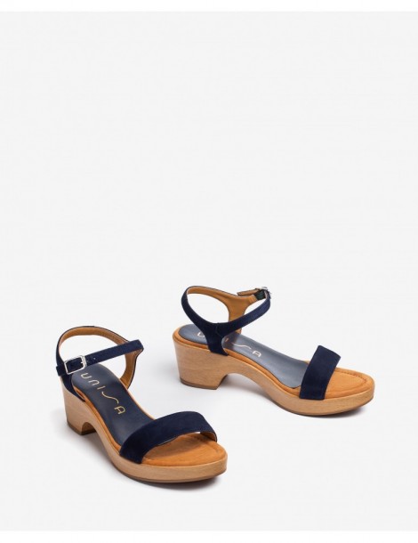Sandale en daim avec talon bloc-Sandales à talon-Chaussure femme Maroc