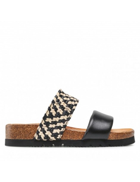 Mules en cuir et raphia-Mules-Chaussure femme Maroc