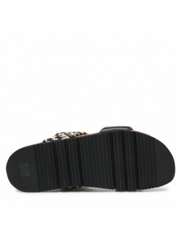 Mules en cuir et raphia-Mules-Chaussure femme Maroc