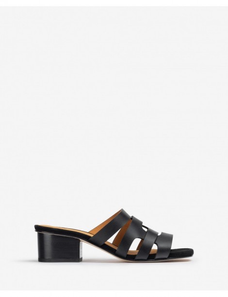 Mules en cuir à large découpe estampé-Mules-Chaussure femme Maroc