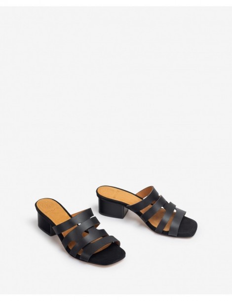 Mules en cuir à large découpe estampé-Mules-Chaussure femme Maroc