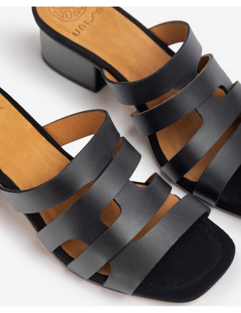 Mules en cuir à large découpe estampé-Mules-Chaussure femme Maroc