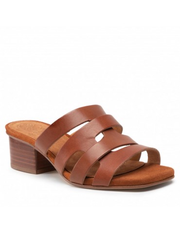 Mules en cuir à large découpe estampé-Mules-Chaussure femme Maroc